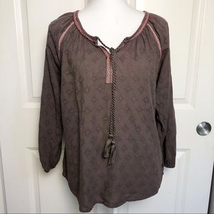 Prana Embroidered Yoke Neck Top size medium